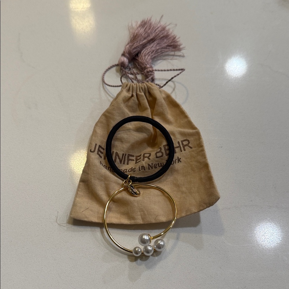 Jennifer Behr Gold and Black Pearl Hair Tie